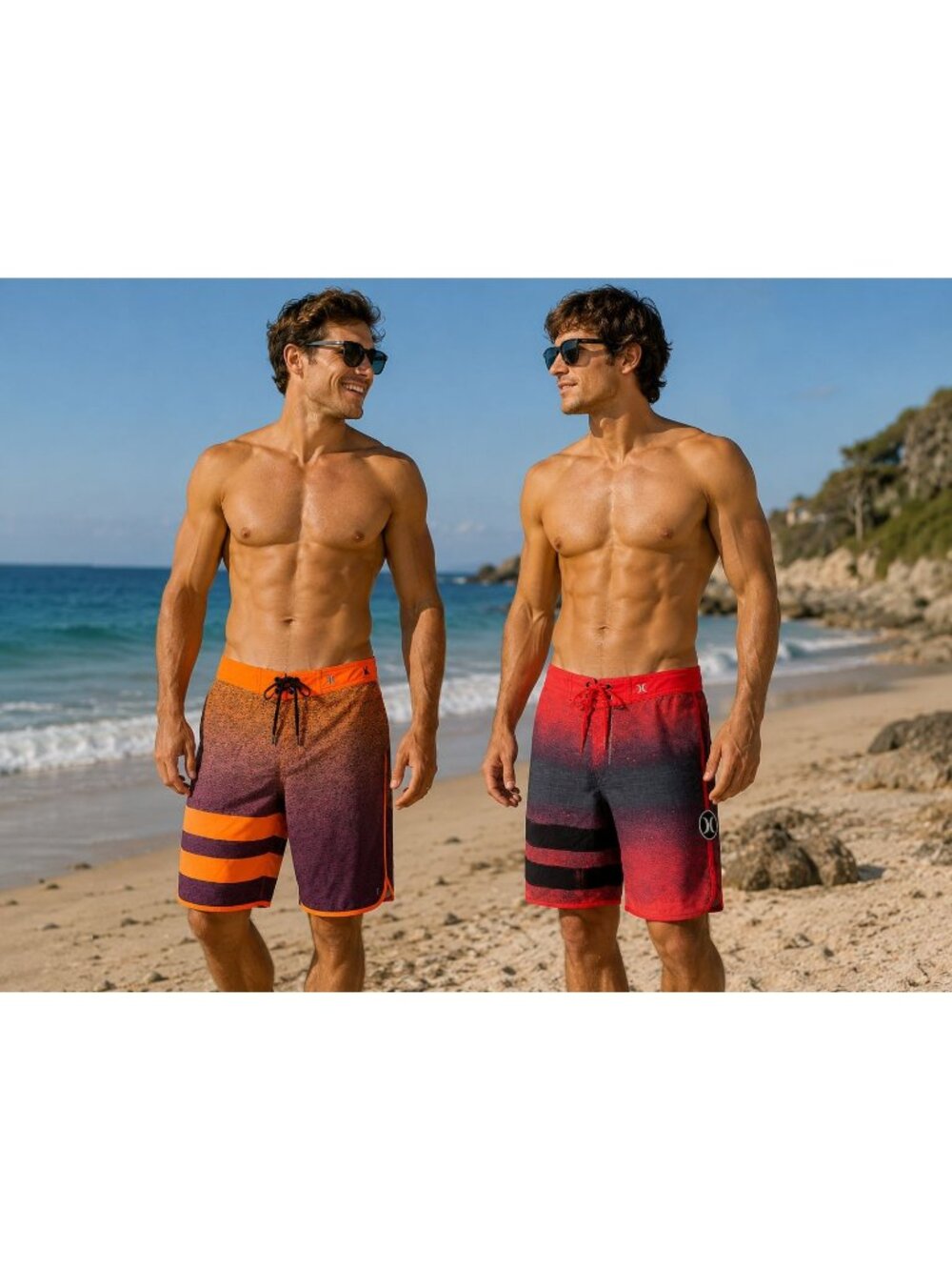 Hurley Phantom size 32 Block Party 2 prs Purple/Orange board shorts, men's